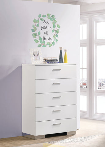 Coaster Felicity 5-drawer Chest Glossy White Model 203505