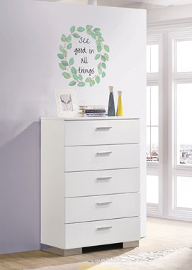 Coaster Felicity 5-drawer Chest Glossy White Model 203505
