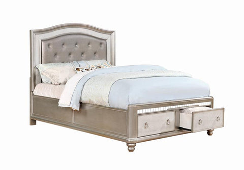 Coaster Bling Game Upholstered Storage Eastern King Bed Metallic Platinum Model 204180KE