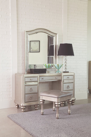 Coaster Bling Game Arched Top Vanity Mirror Metallic Platinum Model 204188