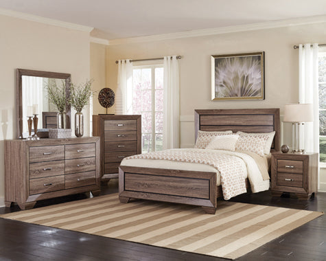 Coaster Kauffman Queen Panel Bed Washed Taupe Model 204191Q