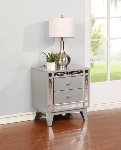 Coaster Leighton 2-drawer Nightstand Metallic Mercury Model 204922