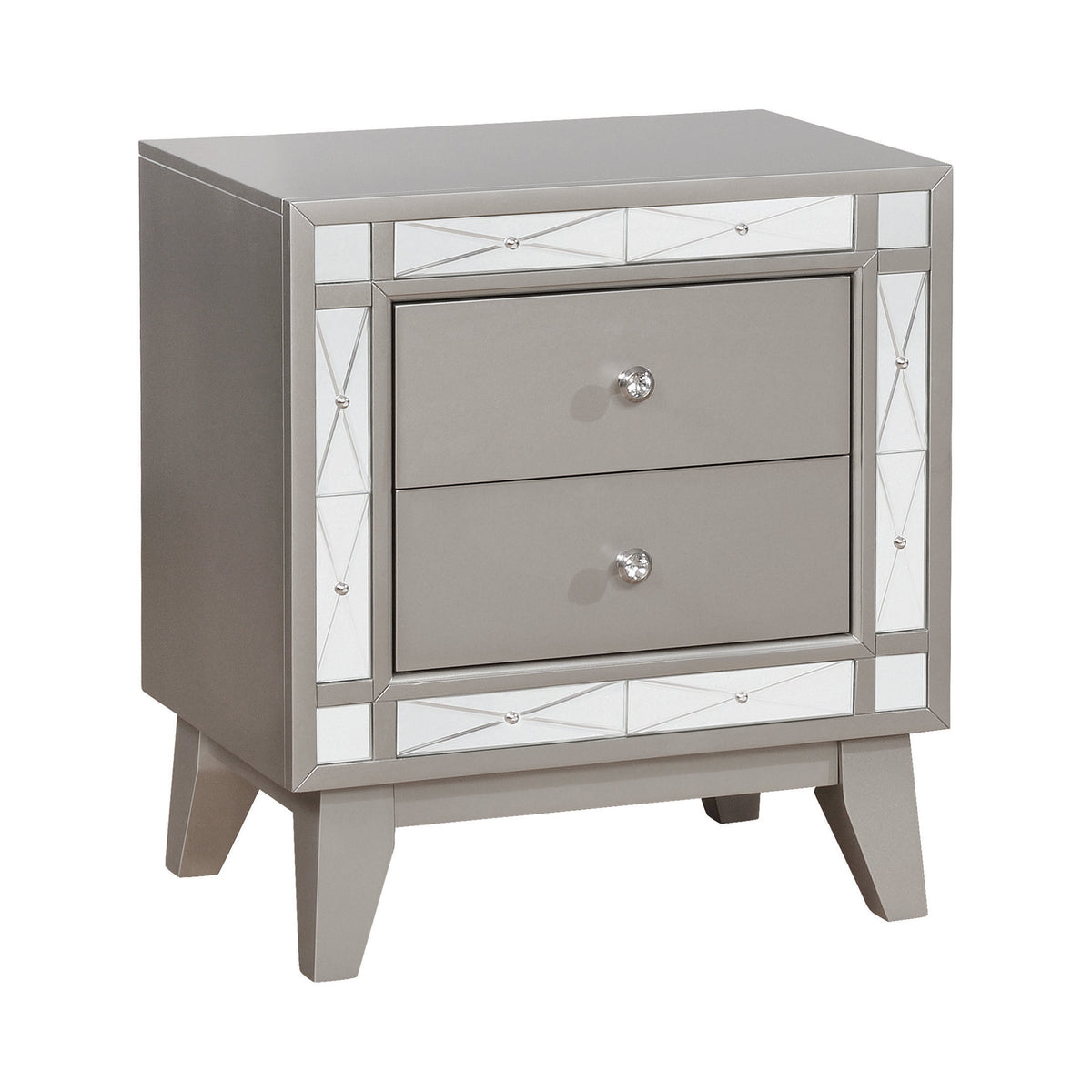 Coaster Leighton 2-drawer Nightstand Metallic Mercury Model 204922