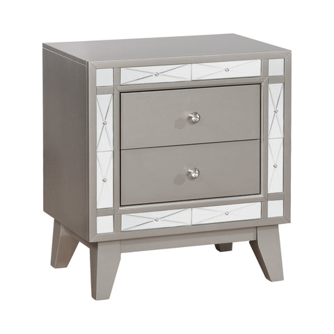 Coaster Leighton 2-drawer Nightstand Metallic Mercury Model 204922