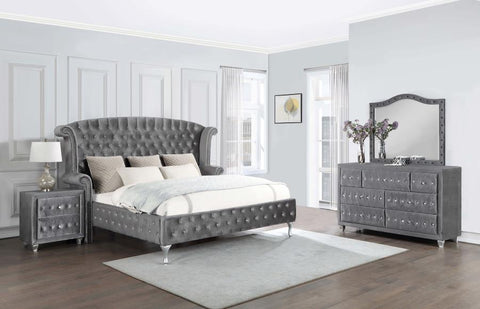 Coaster Deanna Upholstered Tufted Bedroom Set Grey Model 205101KE-S4