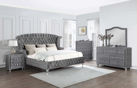 Coaster Deanna Upholstered Tufted Bedroom Set Grey Model 205101Q-S5