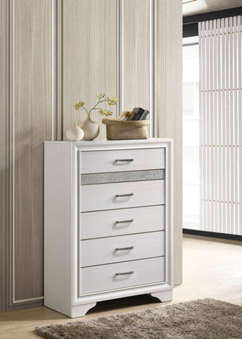 Coaster Miranda 5-drawer Chest White and Rhinestone Model 205115