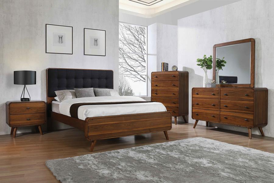 Coaster Robyn Bedroom Set with Upholstered Tufted Headboard Dark Walnut Model 205131KE-S4