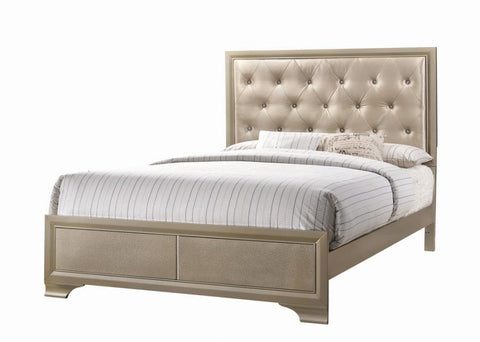 Coaster Beaumont Upholstered Queen Bed Champagne Model 205291Q
