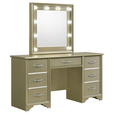 Coaster Beaumont 7-drawer Vanity Desk with Lighting Mirror Champagne Model 205297