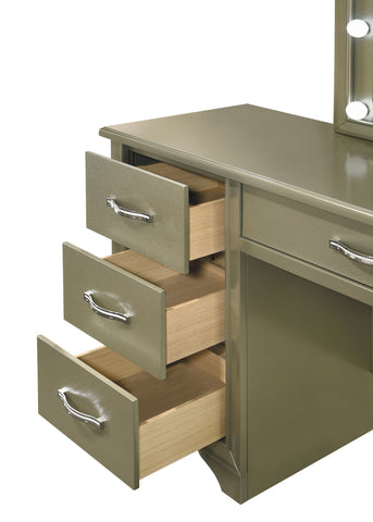 Coaster Beaumont 7-drawer Vanity Desk with Lighting Mirror Champagne Model 205297