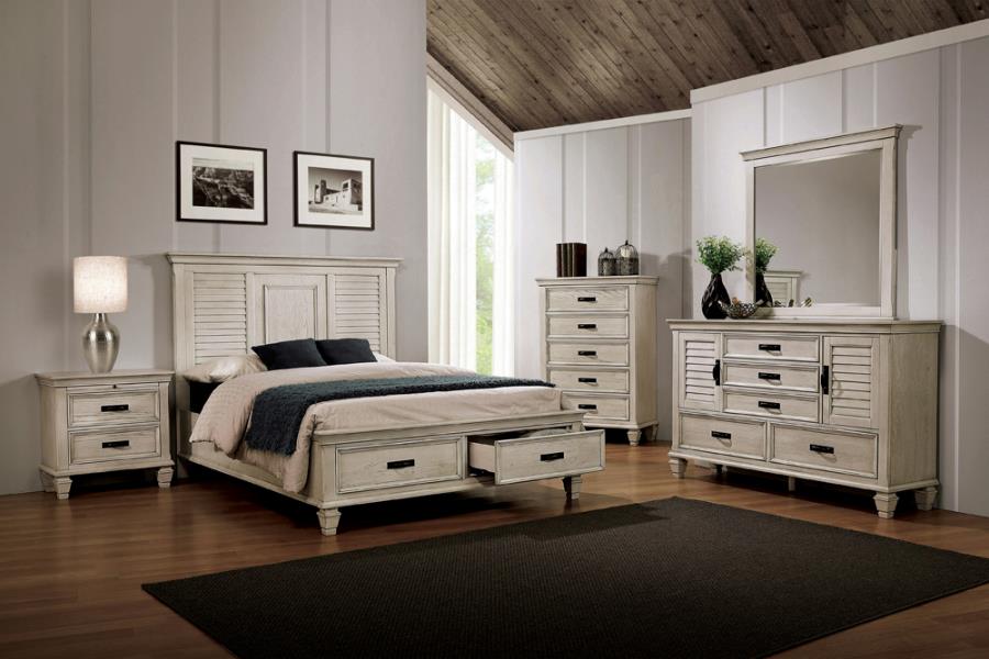 Coaster Franco 4-piece Queen Storage Bedroom Set Antique White Model 205330Q-S4