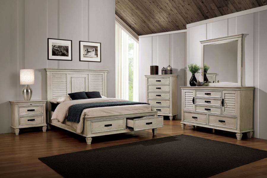 Coaster Franco 5-piece Queen Storage Bedroom Set Antique White Model 205330Q-S5