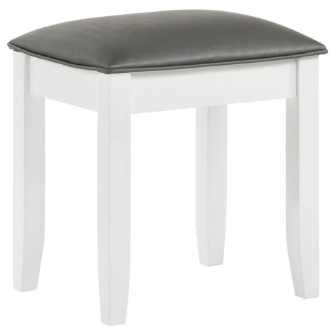 Coaster Barzini Upholstered Vanity Stool Metallic and White Model 205897STL