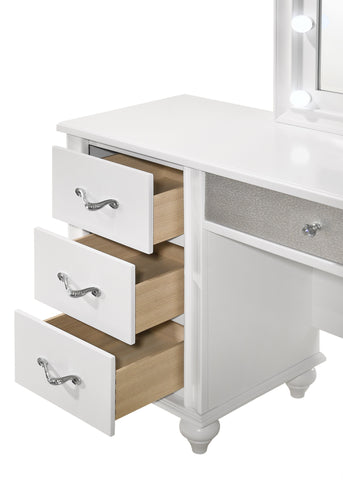 Coaster Barzini 7-drawer Vanity Desk with Lighted Mirror White Model 205897