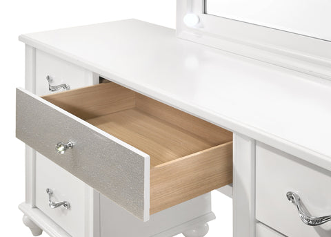 Coaster Barzini 7-drawer Vanity Desk with Lighted Mirror White Model 205897