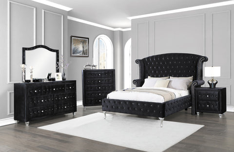 Coaster Deanna Eastern King Tufted Upholstered Bed Black Model 206101KE