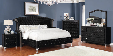 Coaster Deanna Eastern King Tufted Upholstered Bed Black Model 206101KE