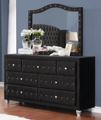 Coaster Deanna Button Tufted Mirror Black Model 206104