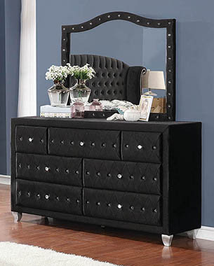 Coaster Deanna Button Tufted Mirror Black Model 206104