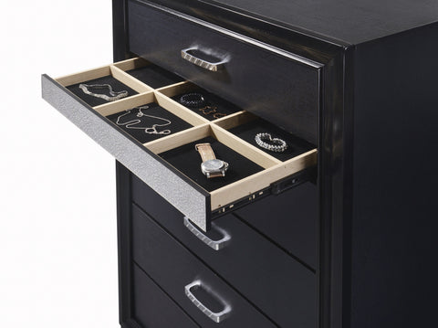 Coaster Miranda 5-drawer Chest Black and Rhinestone Model 206365