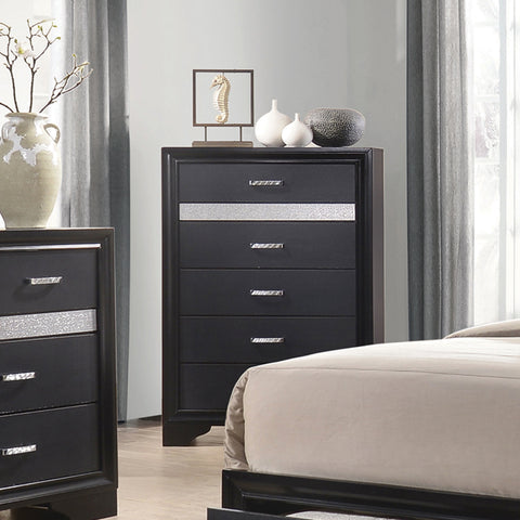 Coaster Miranda 5-drawer Chest Black and Rhinestone Model 206365