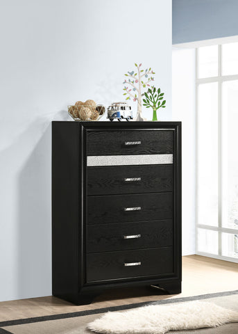 Coaster Miranda 5-drawer Chest Black and Rhinestone Model 206365