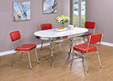 Coaster Retro Oval Dining Table Glossy White and Chrome Model 2065