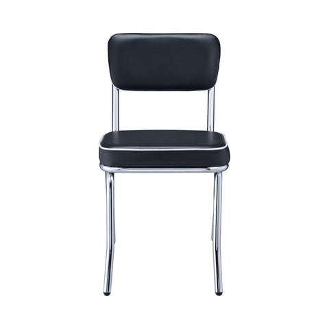 Coaster Retro Open Back Side Chairs Black and Chrome (Set of 2) Model 2066