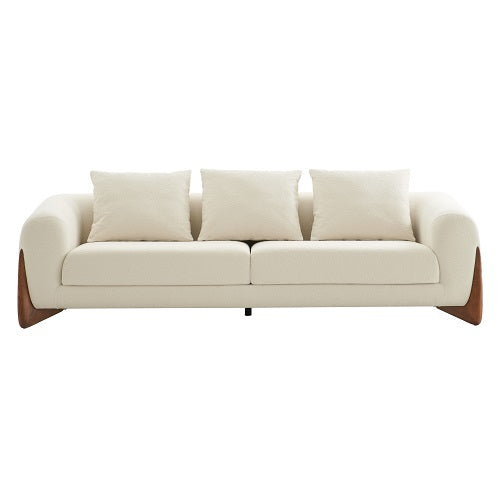 Modrest Fleury Contemporary Cream Fabric And Walnut Sofa Model VGCS-21073-SO