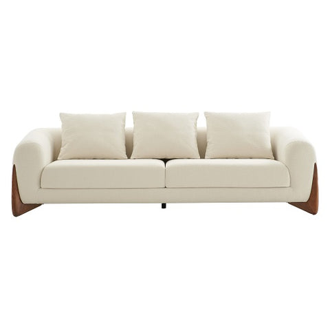 Modrest Fleury Contemporary Cream Fabric And Walnut Sofa Model VGCS-21073-SO