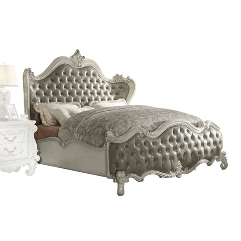 Versailles Vintage Gray PU & Bone White Eastern King Bed Model 21147EK By ACME Furniture