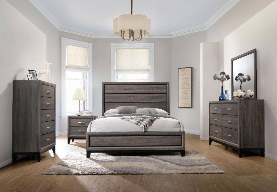 Coaster Watson California King Panel Bedroom Set Grey Oak and Black Model 212421KW-S4