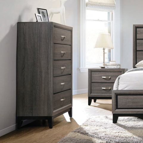 Coaster Watson 5-drawer Chest Grey Oak and Black Model 212425