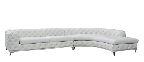 Divani Casa Kohl Contemporary White Raf Curved Shape Sectional Sofa With Chaise Model VGEV-2179-WHT-RAF-SECT