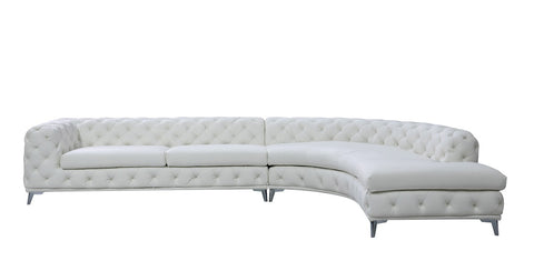 Divani Casa Kohl Contemporary White Raf Curved Shape Sectional Sofa With Chaise Model VGEV-2179-WHT-RAF-SECT