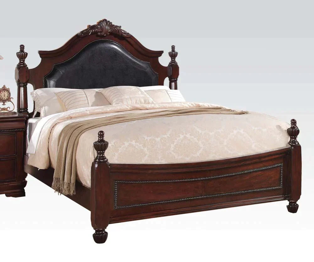 Gwyneth Black PU & Cherry California King Bed Model 21874CK_KIT By ACME Furniture