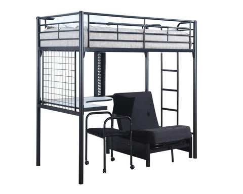 Coaster Jenner Twin Futon Workstation Loft Bed Black Model 2209