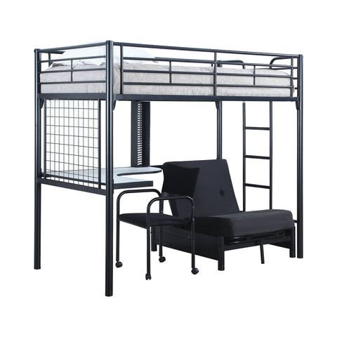 Coaster Jenner Twin Futon Workstation Loft Bed Black Model 2209