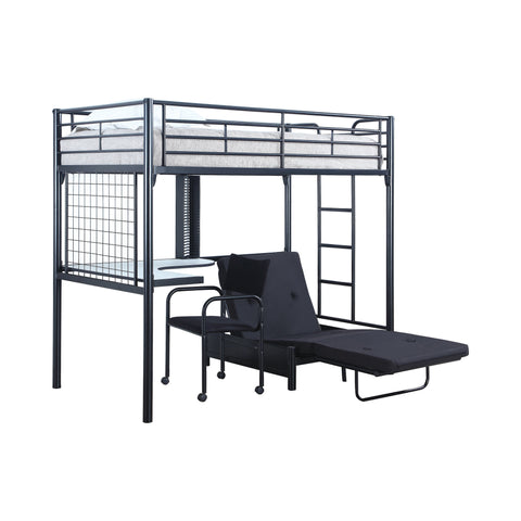 Coaster Jenner Twin Futon Workstation Loft Bed Black Model 2209