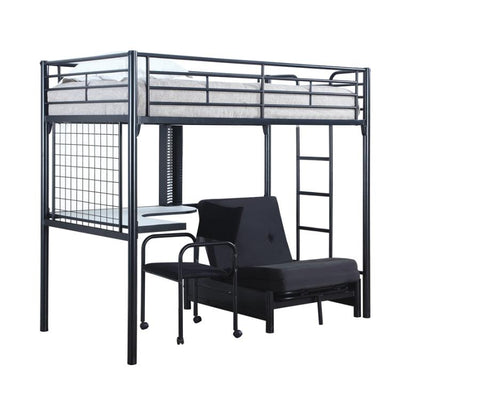 Coaster Jenner Twin Futon Workstation Loft Bed Black Model 2209
