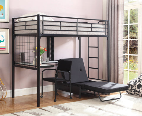 Coaster Jenner Twin Futon Workstation Loft Bed Black Model 2209