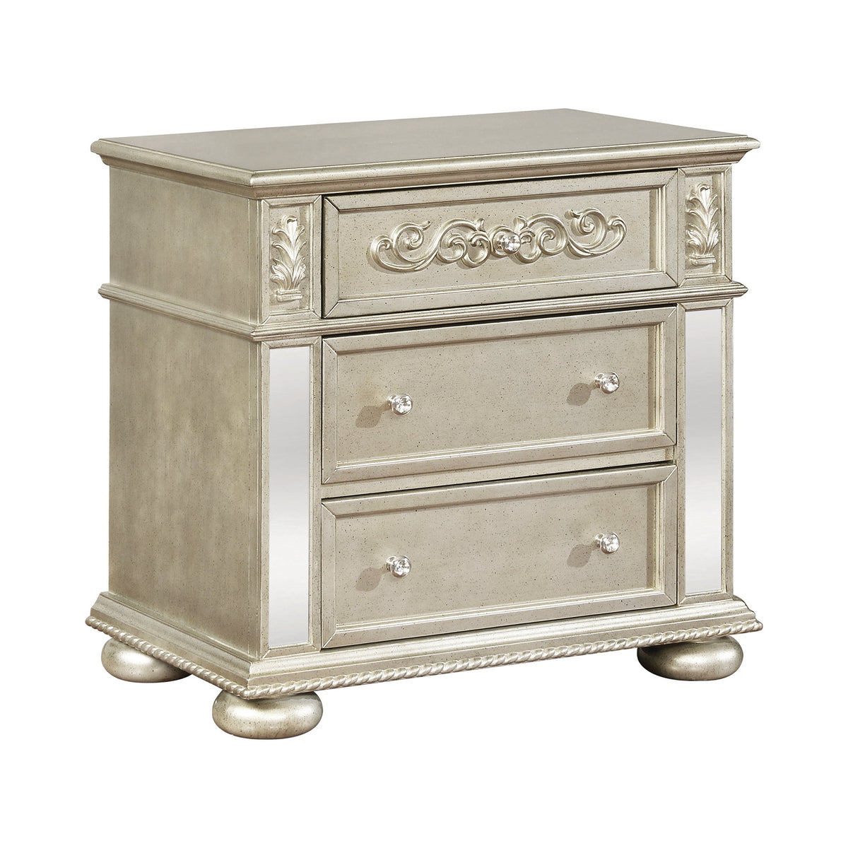 Coaster Heidi 3-drawer Nightstand Metallic Platinum Model 222732