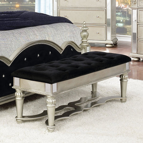 Coaster Heidi Upholstered Bench Metallic Platinum Model 222736