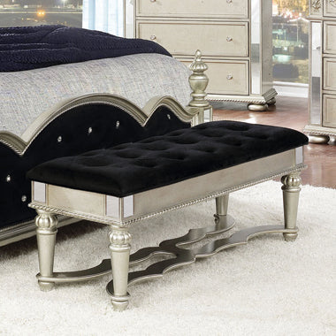 Coaster Heidi Upholstered Bench Metallic Platinum Model 222736