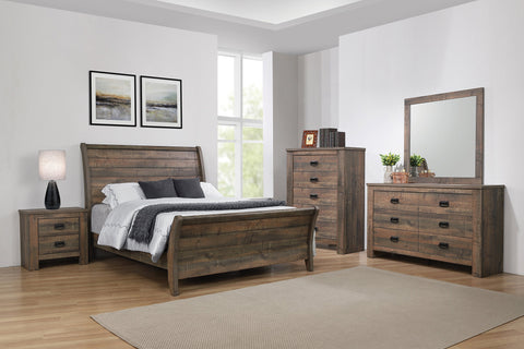 Coaster Frederick Queen Sleigh Panel Bed Weathered Oak Model 222961Q