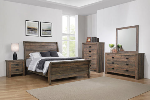Coaster Frederick Queen Sleigh Panel Bed Weathered Oak Model 222961Q