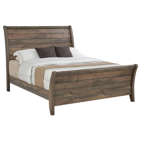 Coaster Frederick Queen Sleigh Panel Bed Weathered Oak Model 222961Q