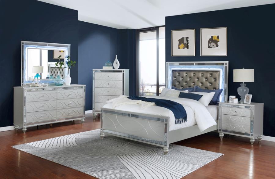 Coaster Gunnison 4-piece Queen Bedroom Set with LED Lighting Silver Metallic Model 223211Q-S4