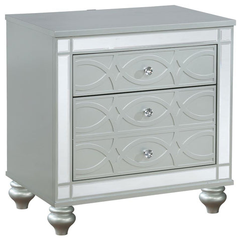 Coaster Gunnison 2-drawer Nightstand Silver Metallic Model 223212